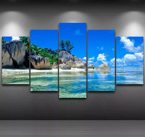 Imagem de Kit Quadros Decoração Praia Mar Céu Azul Sol"