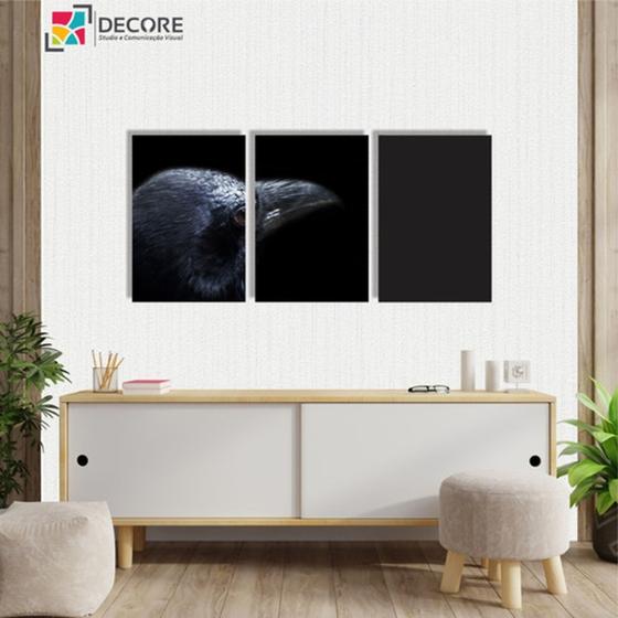 Imagem de Kit Quadros Decorativos 3 Peças 40x60 Animais Aves Corvo