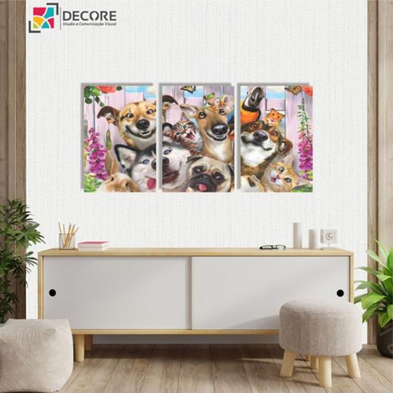 Imagem de Kit Quadros Decorativos Animais Fofos Divertido 3 Peças