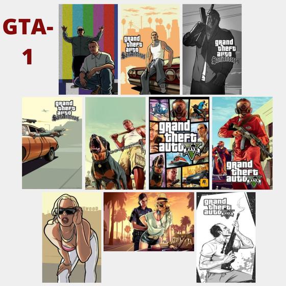 Imagem de Kit Quadros Decorativos De Gta Plaquinhas De Jogos 13x20 10 Unidades