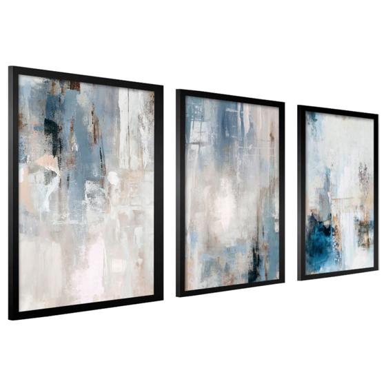 Imagem de Kit Quadros Decorativos Grandes Para Sala De Estar Moderno Abstrato Moldura