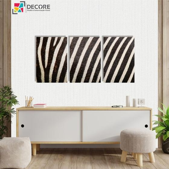 Imagem de Kit Quadros Decorativos Listras Preto E Branco Animal Zebra