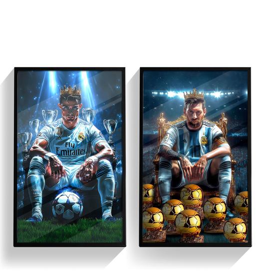 Imagem de Kit Quadros Decorativos Messi e Cristiano Ronaldo Modelo 1