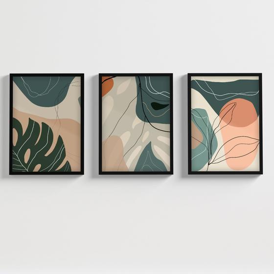 Kit Quadros Decorativos Moldura Vidro Sala Abstrato Quarto Menor preço em Kit Quadros Decorativos Moldura Vidro Sala Abstrato Quarto