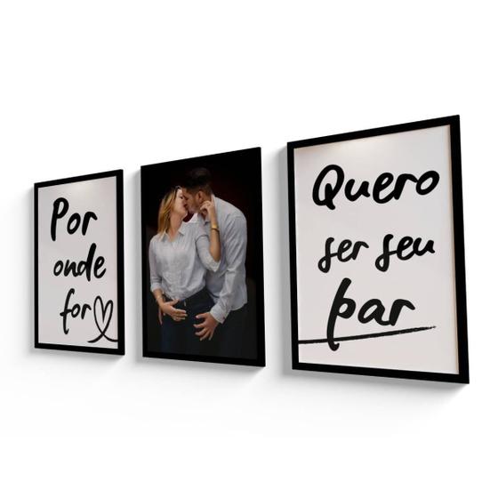 Imagem de Kit quadros decorativos- personalizado - 3 peças por onde for quero ser seu par