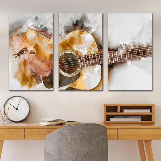 Kit Quadros Decorativos Violão Menor preço em Kit Quadros Decorativos Violão