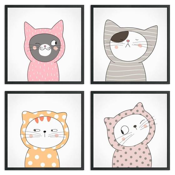 Imagem de Kit Quadros Gatinhos Mágicos De Pijama Quarto Infantil