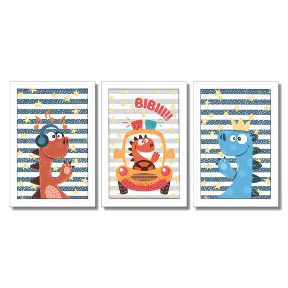 Imagem de Kit Quadros Infantil Dino Kids 20X30 3 peças