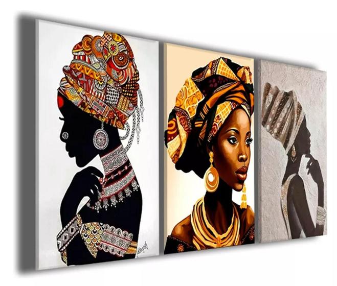 Imagem de kit quadros Mulher Africana Negra África Colorido "