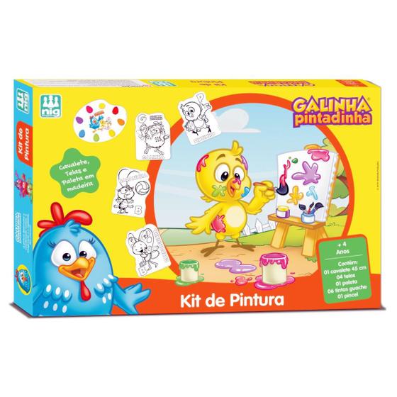 Imagem de Kit Quadros Pintura Infantil Galinha Pintadinha C/ Cavalete