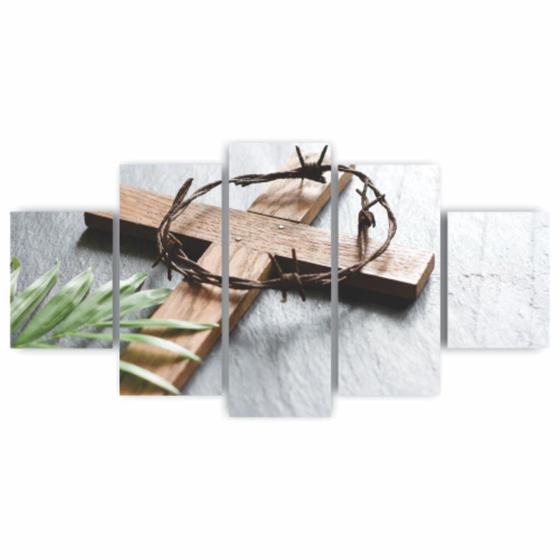 Imagem de Kit Quadros Religioso Mosaico MDF - 5 Peças 115cm x 60cm