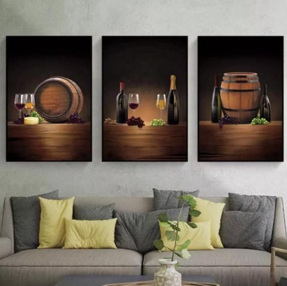 Imagem de kit quadros Vinhos Decoração Adega"