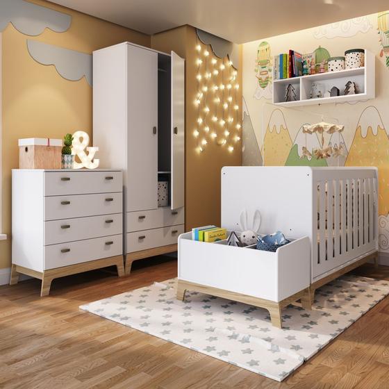 Kit Quarto Bebê Completo com Berço Americano Linha Favo de Mel FM034 Completa Móveis Menor preço em Kit Quarto Bebê Completo com Berço Americano Linha Favo de Mel FM034 Completa Móveis