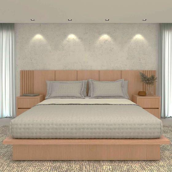 Kit Quarto Sob Medida em MDF com Cama King Cabeceira e Mesas - Casa Lar ...
