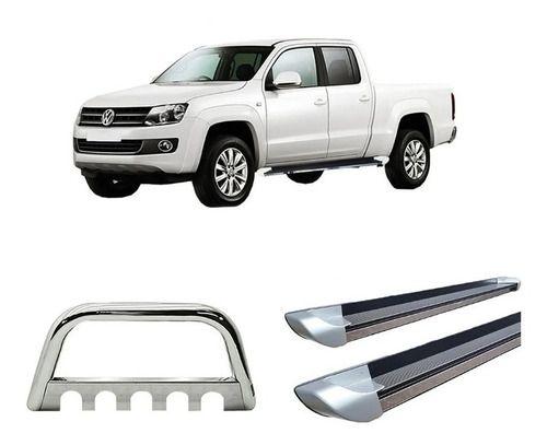 Imagem de Kit Quebra Mato E Estribo Chapa Amarok Cd Cromado