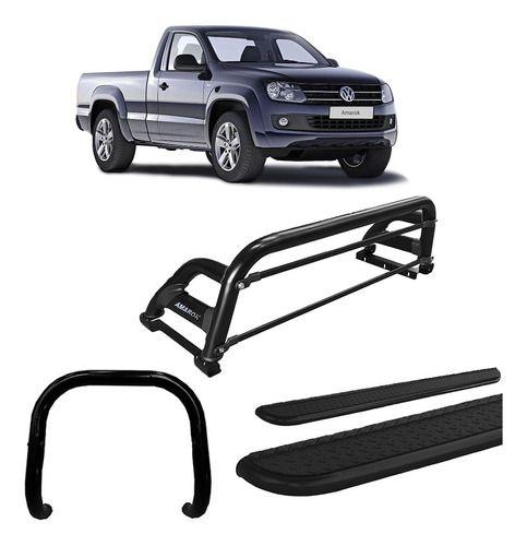 Imagem de Kit Quebra Mato+estribo Chapa+santo Ant H2/amarok Cs Preto