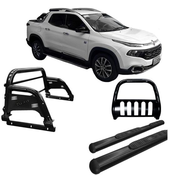 Imagem de Kit Quebra Mato Estribo Oval Santo Antônio Fiat Toro Preto