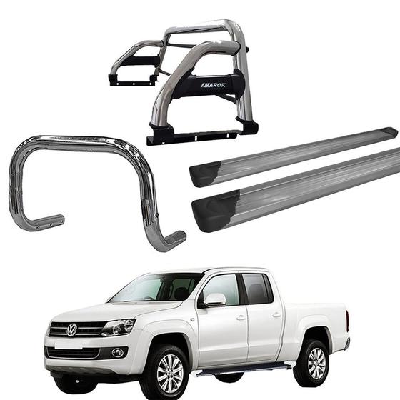 Imagem de Kit Quebra Mato Estribo Plataforma Santo Antônio H2 Amarok CD Cromado