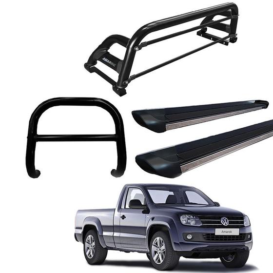 Imagem de Kit Quebra Mato Estribo Preto Brilhante/Santo H2/Amarok CS Preto