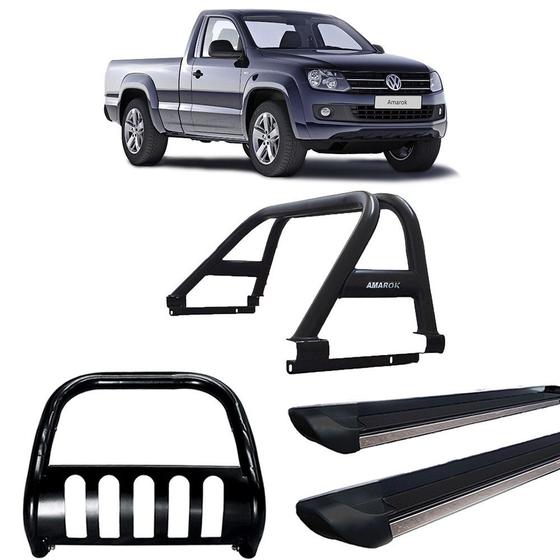 Imagem de Kit Quebra Mato Estribo Preto Fosco Santo Antônio Duplo/Amarok CS Preto