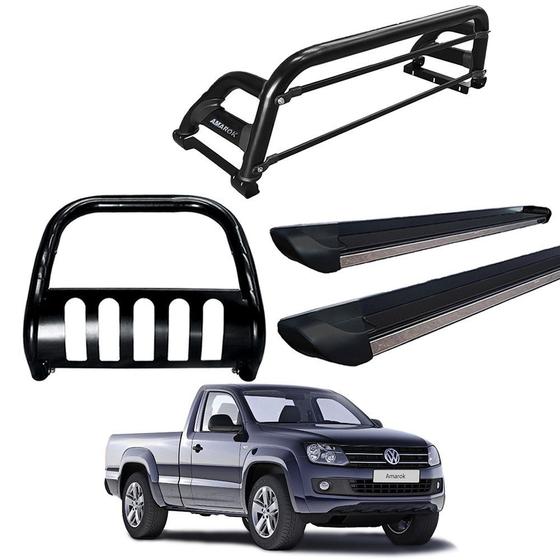 Imagem de Kit Quebra Mato Estribo Preto Fosco/Santo Antônio H2/Amarok CS Preto