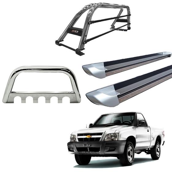Imagem de Kit Quebra Mato Santo Antônio Estribo Personalizado S10 94/2011 Cromado