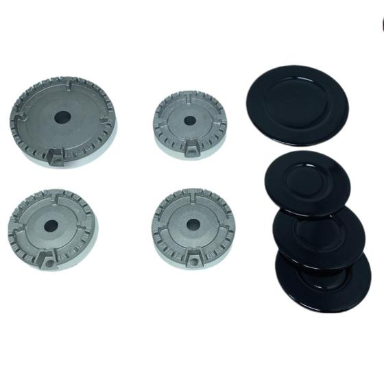 Kit Queimador Espalhador de Chama Tampinha Fogão Cooktop Fischer 4
