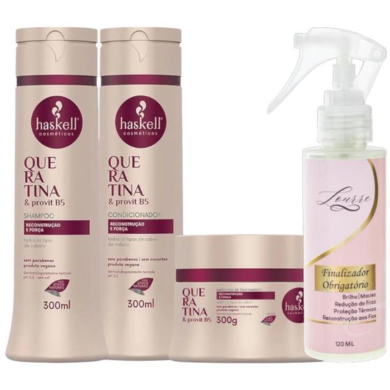 Imagem de Kit Queratina Shampoo + Cond + Máscara 300ml + Finalizador Obrigatório Lourre 120ml