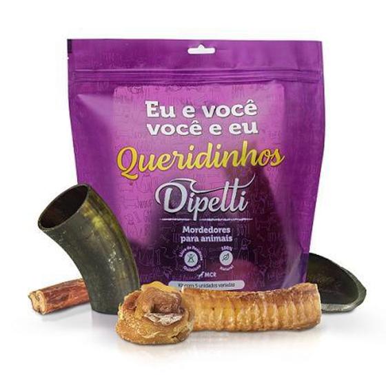 Imagem de Kit Queridinhos G com 5 Mordedores Naturais Variados Dipetti para cães