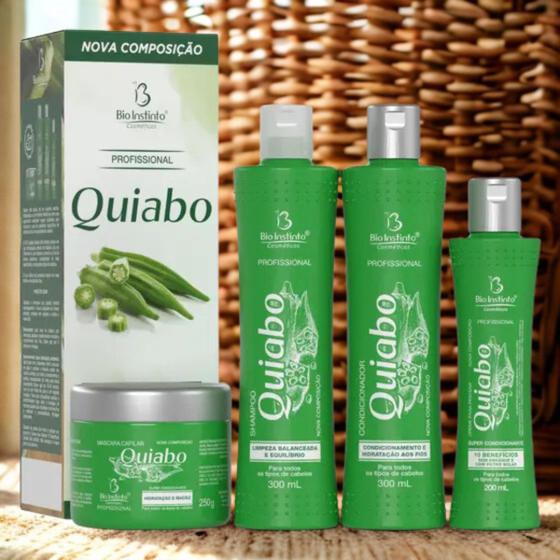 Imagem de Kit Quiabo - Shampoo, Condicionador, Máscara e Creme de Pentear - Bio Instinto