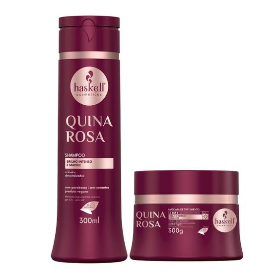 Imagem de Kit Quina Rosa Haskell Shampoo e Máscara 2 em 1 Hidrata e Finaliza 300g/ml