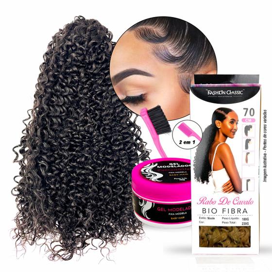 Imagem de Kit Rabo Cavalo Nicola Gel Modelador 70G Escova P/ Baby Hair