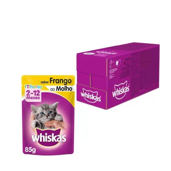 Imagem de Kit Ração Úmida Whiskas Sachê Frango ao Molho para Gatos Filhotes - 20 Unidades