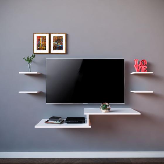 Kit Rack Suspenso Tv Para Sala Quarto Video Game 4 Nichos Menor preço em Kit Rack Suspenso Tv Para Sala Quarto Video Game 4 Nichos