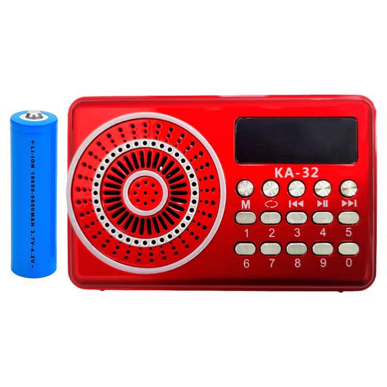Imagem de Kit Rádio Bluetooth FM Usb Micro Sd MP3 Painel Digital Bateria Recarregável e Removível com Pilha 18650 9800mAh Extra