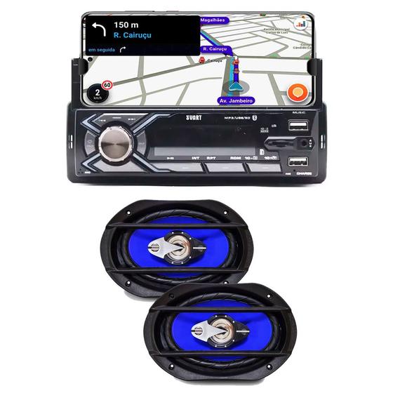 Imagem de Kit Rádio Celular Suporte Som Carro + Falante 6x9 Pol Orion