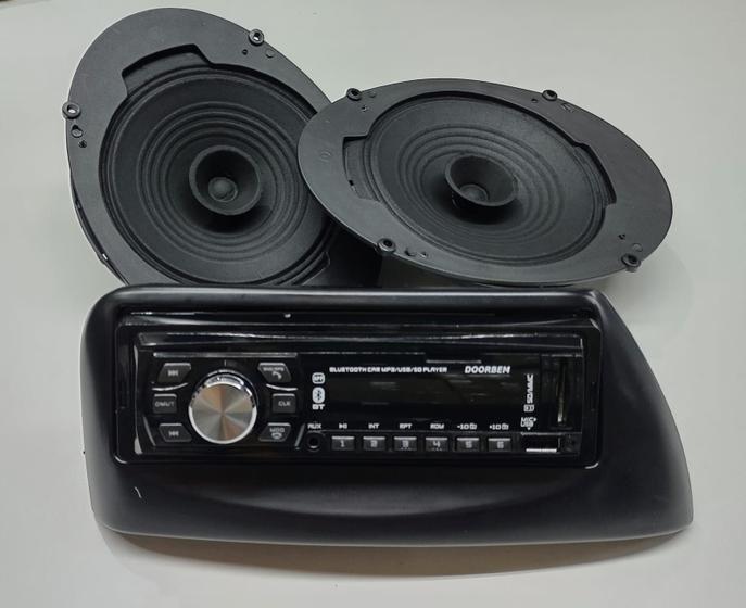 Imagem de Kit Radio, Moldura Ford Ka, 2 Alto Falante 6 Pol E Adaptador preta