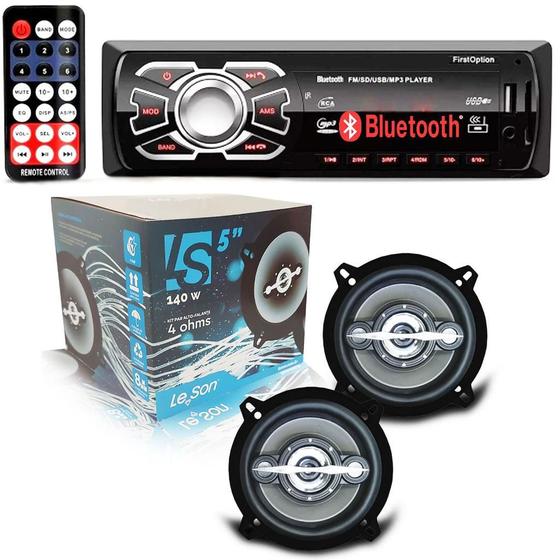 Imagem de Kit Radio Mp3 Bluetooth Carro + 2 Falantes 5 Pol 140w Leson