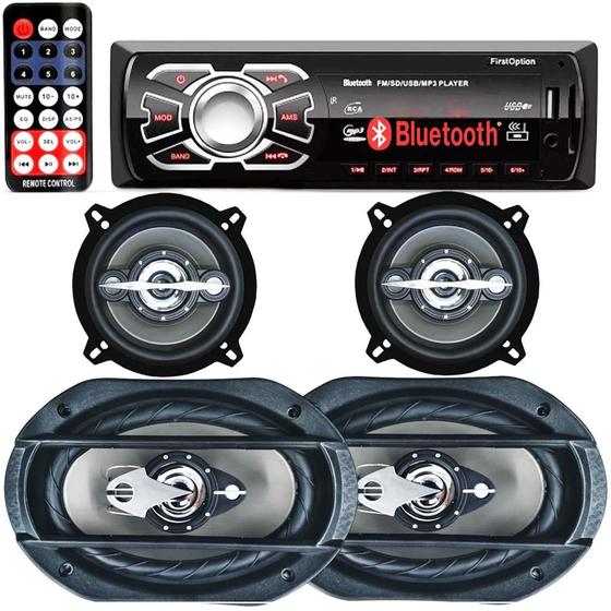 Imagem de Kit Radio Mp3 Bluetooth Usb + Falantes 5 Pol +6x9 Leson 200w