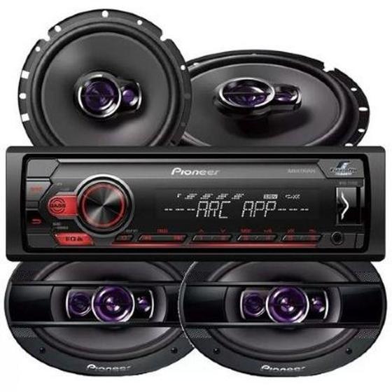 Imagem de Kit Rádio Pioneer Mvh-S118ui Usb E Controle + Alto Falante 6' E 6x9' Pioneer