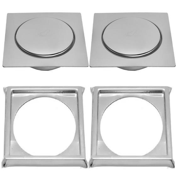 Imagem de Kit Ralo Click Inox 10x10 / 15x15 + Porta Grelhas