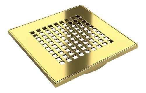 Imagem de Kit Ralo Tampa Inox 304 + Base 15x15 Cm Square Dourado