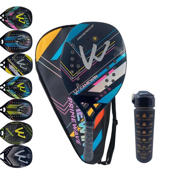 Imagem de Kit Raquete Beach Tennis Carbono 3K C/ Capa + Garrafa 2L