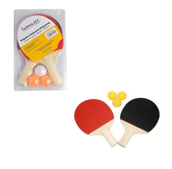 Imagem de Kit Raquete Ping Pong Tênis De Mesa Com 3 Bolinhas