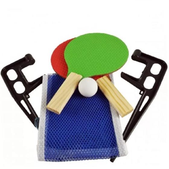 Imagem de Kit Raquete Ping Pong Tênis Mesa + Bolinhas + Rede + Suporte