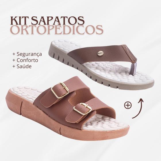 Imagem de Kit Rasteira Uniflex + Tamanco Fivela Uniflex Ortopedico