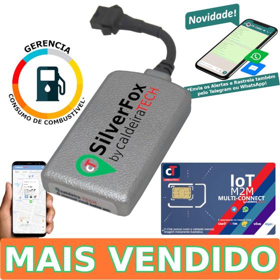 Imagem de Kit Rastreador Veicular Gps caldeiraTECH SilverFox + Chip caldeiraTECH M2M  Multi-Connect 