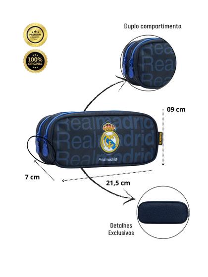 Imagem de Kit Real Madrid Mochila Esportiva Costas + Estojo Duplo