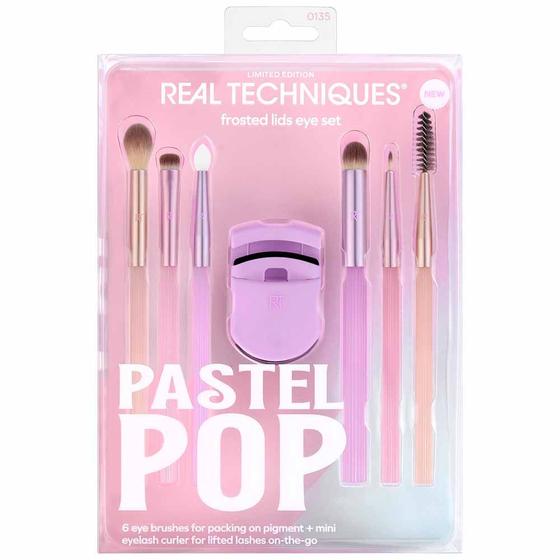 Imagem de Kit Real Techniques Pastel Pop Frosted Lids Eye 6 Pincéis + Mini Curvador