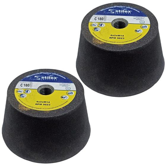 Imagem de Kit Rebolo Copo Cônico 4 x 2 M14 GR180 Mármore com 2 Unidades  STILEX